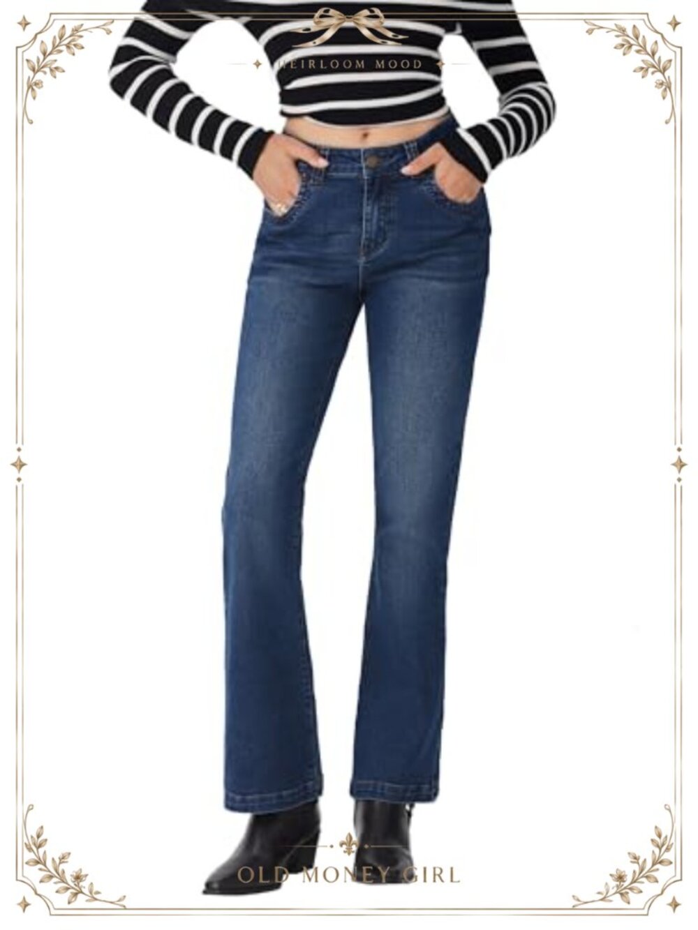 Women's High Waisted Flare Wide Leg Stretch Denim Bootcut Jeans Trendy
